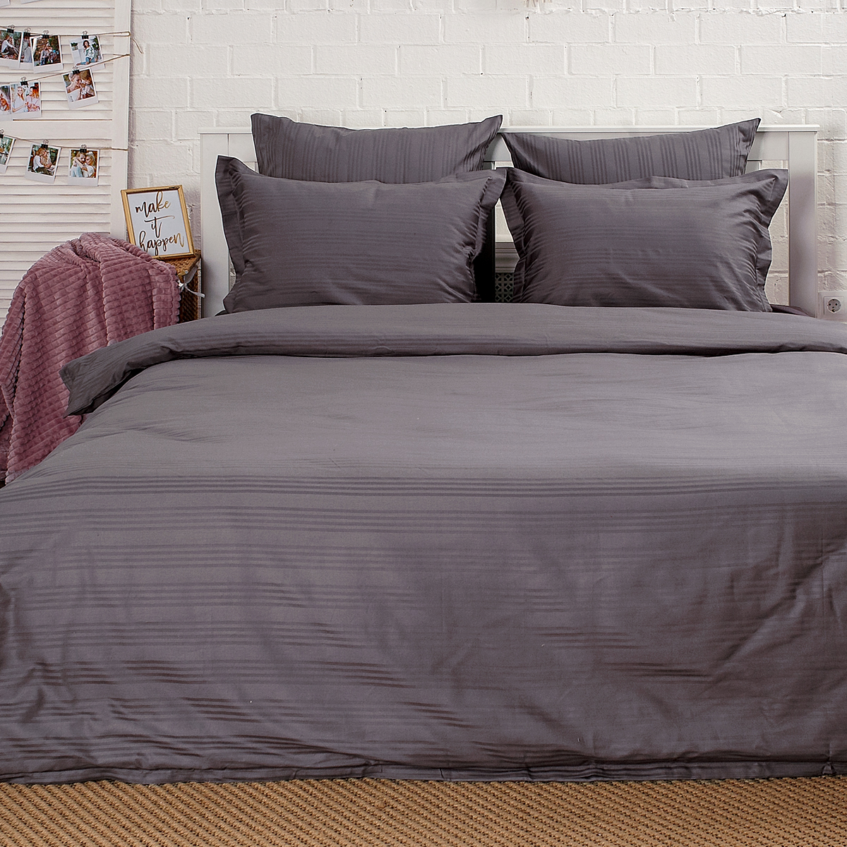 Постельное бельё Страйп-сатин | ПОСТЕЛЬНОЕ БЕЛЬЕ СТРАЙП-САТИН ГРАФИТОВЫЙ